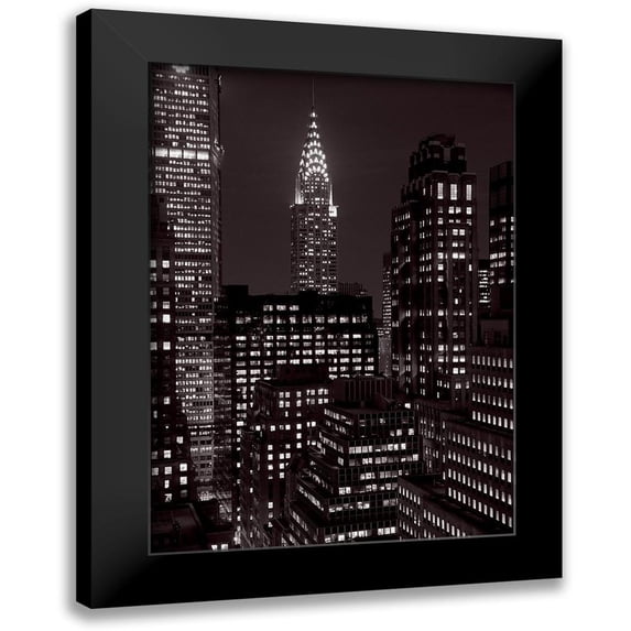 Setboun, Michel 18x24 Black Modern Framed Museum Art Print Titled - Le Chrysler Building la nuit, Manhattan