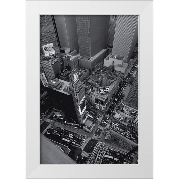 Setboun, Michel 22x32 White Modern Wood Framed Museum Art Print Titled - Buildings sur la 7e avenue et la 47e rue (detail)
