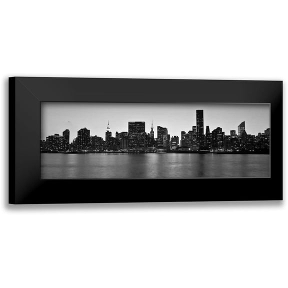 Setboun, Michel 24x11 Black Modern Framed Museum Art Print Titled - Midtown Manhattan skyline, NYC