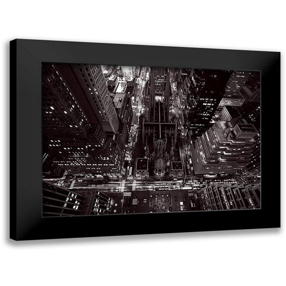Setboun, Michel 24x18 Black Modern Framed Museum Art Print Titled - La cathedrale St Patrick et Madison Avenue