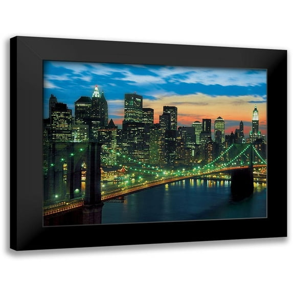 Setboun, Michel 24x19 Black Modern Framed Museum Art Print Titled - Downtown, Manhattan
