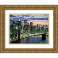 thumbnail image 1 of Setboun, Michel 24x19 Gold Ornate Wood Framed with Double Matting Museum Art Print Titled - Brookyn bridge and Downtown skyline, NYC, 1 of 4