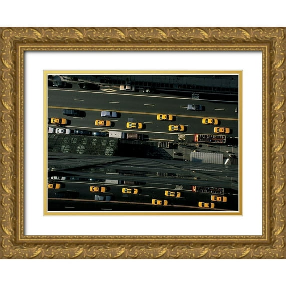 Setboun, Michel 32x24 Gold Ornate Wood Framed with Double Matting Museum Art Print Titled - 42eme Rue pres de la 5eme Avenue