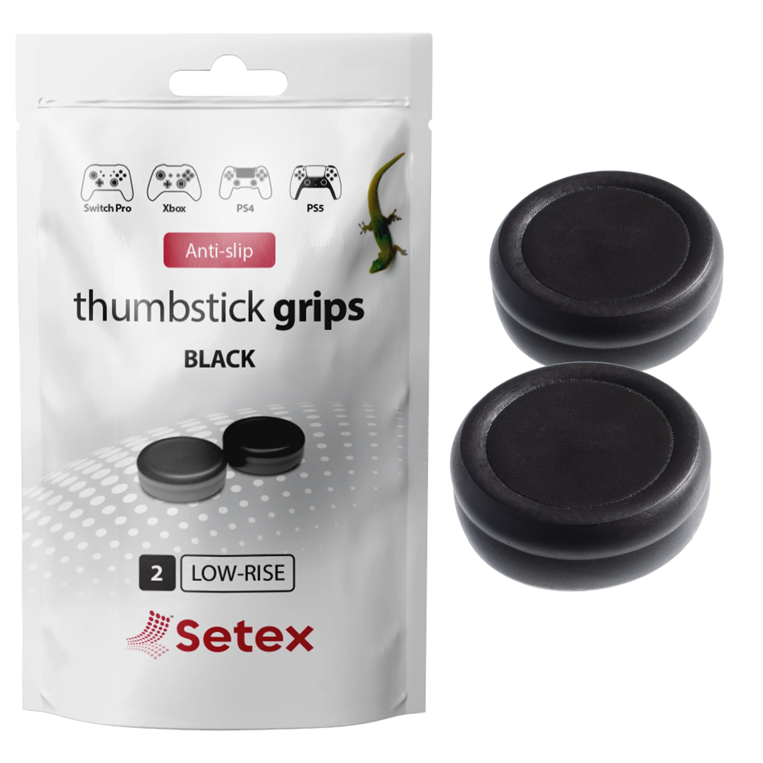 Setex Gecko Grip, Thumbstick Grip Covers, for Playstation PS5, PS4, Xbox  One, Switch Pro, Steam Deck, Anti-Slip Microstructured Analog Stick Thumb  Grips, (1 Pair) Black, Grip Covers Only 
