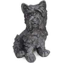 Seth Outdoor Terrier Dog Garden Statue, Antique Gray Finish