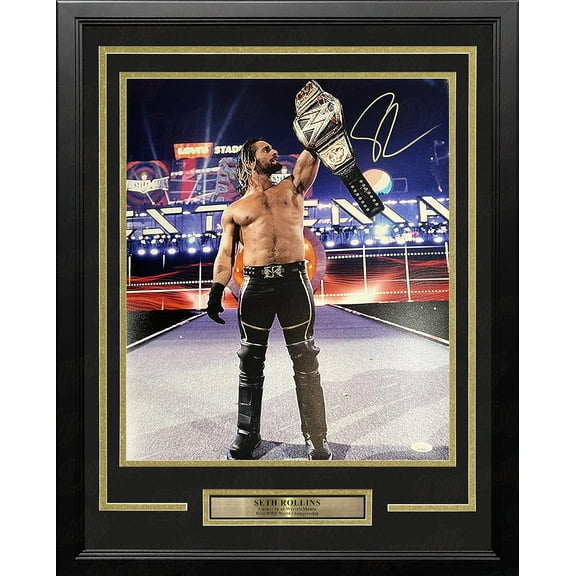 Seth Rollins Money-in-the-Bank Championship Cash-in Autographed 16" x 20" Framed Wrestling Photo - JSA Authenticated