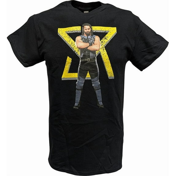 Seth Rollins SR Logo WWE Mens Black T-shirt 4XL