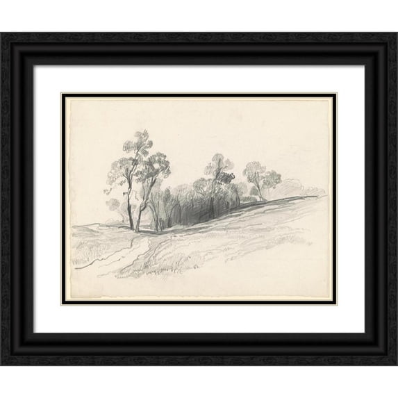 Seth Wells Cheney 14x12 Black Ornate Wood Framed Double Matted Museum Art Print Titled: Landscape (C. 1835-1840)