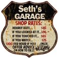 thumbnail image 1 of Seth's Garage Shop Rates Sign Gift 8x12 Metal Sign 211110019295, 1 of 1