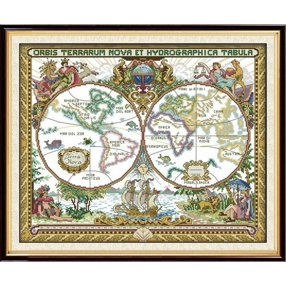 Setoda Old world map Patterns DIY Handmade Counted Cross stitch kit and Precise Printed Embroidery set Needlework