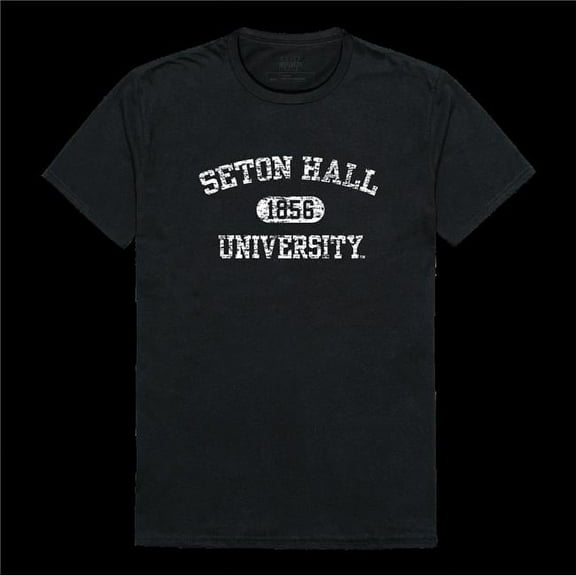 Seton Hall University Pirates Distressed Arch College T-Shirt, Black - Large