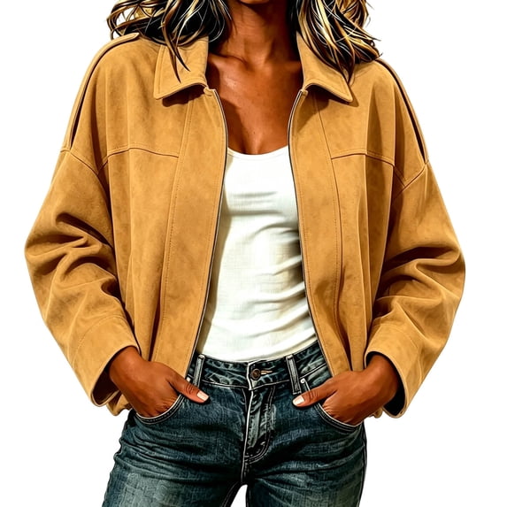 Setooff Jackets for Women, Women's Solid Oversized Bomber Jacket Casual Fall Long Sleeve jackets for women