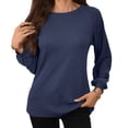 thumbnail image 1 of Setooff Waffle Knit Long Sleeve Blouses for Women, Round Neck Eyelet Raglan Shirts, Solid Loose Plus Size Casual Fall Tops for Women, 1 of 9