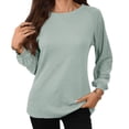 thumbnail image 1 of Setooff Waffle Knit Long Sleeve Blouses for Women, Round Neck Eyelet Raglan Shirts, Solid Loose Plus Size Casual Fall Tops for Women, 1 of 9