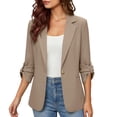 thumbnail image 1 of Setooff Women's Open Front Lapel Single Button 3/4 Length Sleeve Rolled Cuff Work Office Blazer Jacket, Trendy Business Casual Womens Tops, Versatile Tshirts Shirts for Women, 1 of 9
