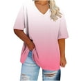 thumbnail image 1 of Setooff Womens Plus Size Tops, Ombre Gradient V Neck Short Sleeve Shirts for Women, Plus Size Summer Tops Oversized Tshirts for Plus Size Summer Outfits, 1 of 4