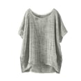 thumbnail image 1 of Setooff Womens Plus Size Tops Summer Outfits, Side Slit Loose Blouse, Solid Batwing Sleeve Oversized Shirts for Women, 1 of 8