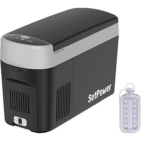 Setpower AB16 12v Refrigerator, 16 Quart (15L) Electric Cooler for Vehicles AC/DC, Car Fridge 12 Volt Portable Freezer Plug in Cooler Camping Freezer