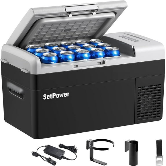 Setpower FC20 Portable Refrigerator, Black, 21 Quart, 12V