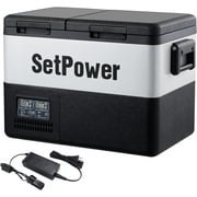 Setpower PT35 12V Portable Car Refrigerator Freezer with AC Adapter, 37 Quart Dual Zone Outdoor Fridge, 0℉-50℉, Separate Temperature Control, 3-Year Warranty, Camping, RV, and Home Use, DC & AC