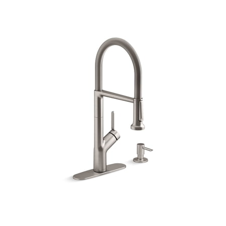 Setra Single-Handle Semi-Professional Kitchen Sink Faucet with Soap Dispenser in Vibrant Stainless