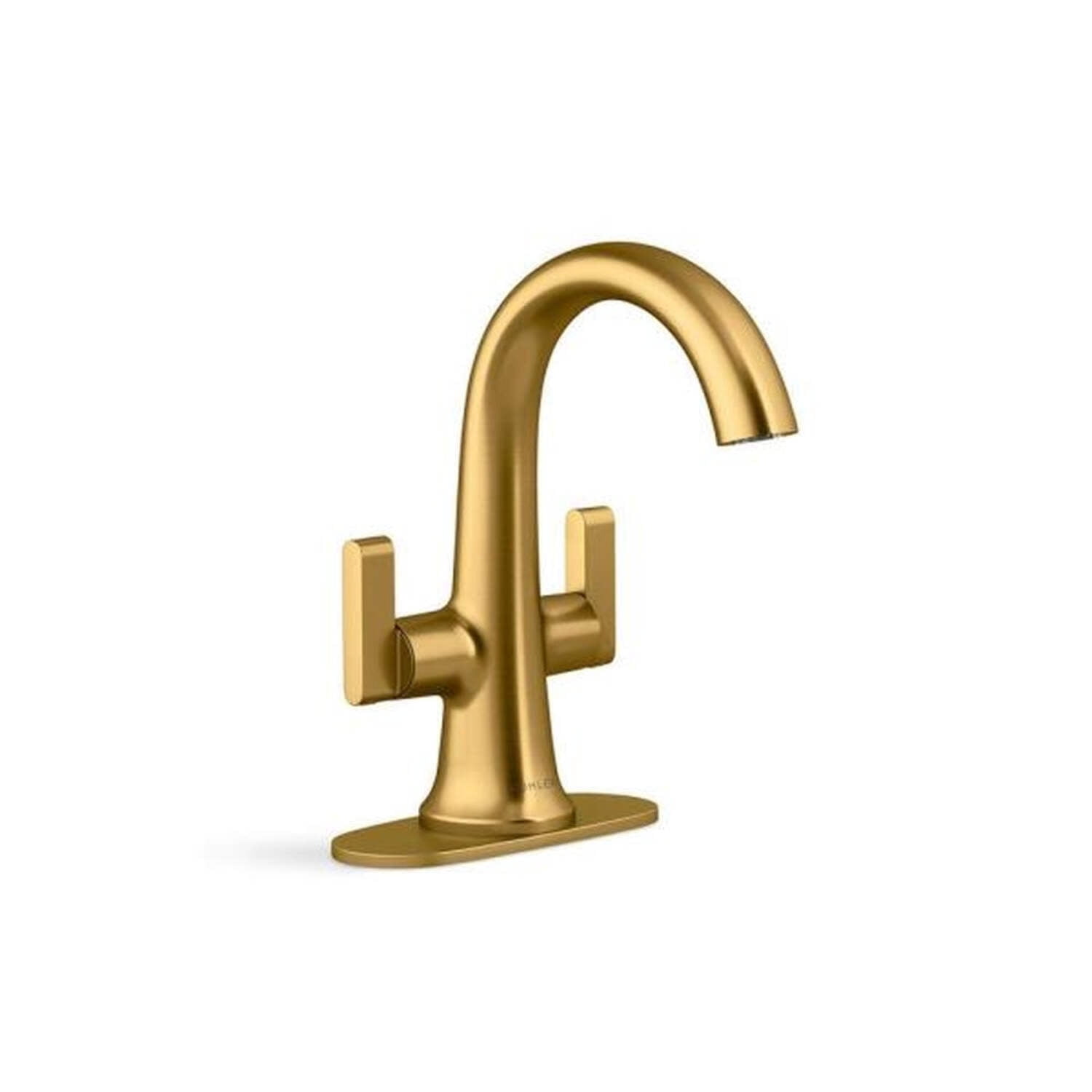 Vibrant Moderne Brushed Brass Double Handle Bathroom Faucet
