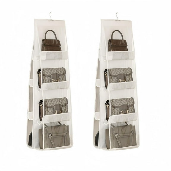 2 Packs Hanging Handbag Purse Organizer for Closet, 8 Pockets Space Saving Purse Storage Organizers