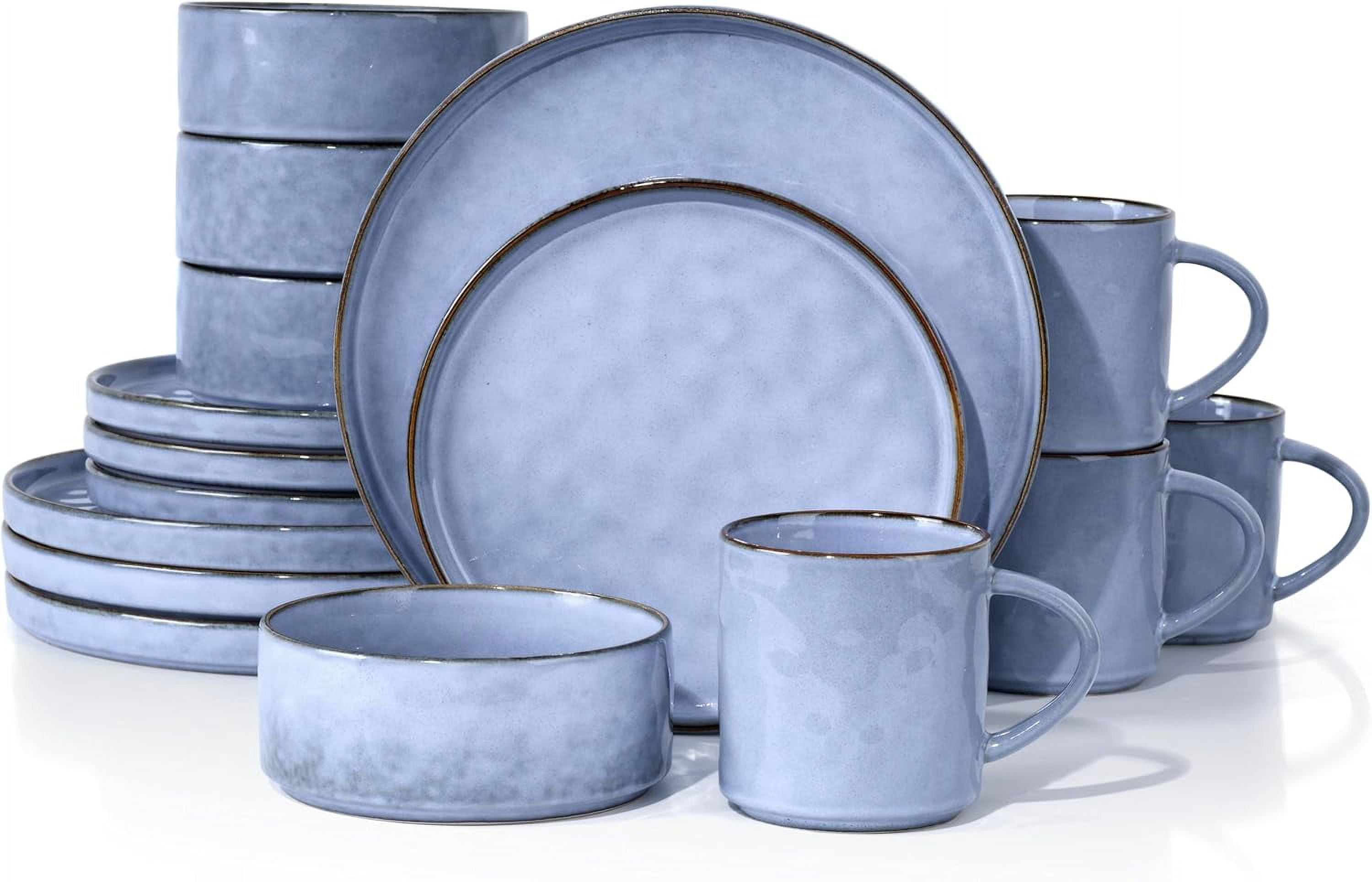 Sets, 16-Piece Stoneware Plates and Bowls Set, Elegant Ceramic Dish Set ...