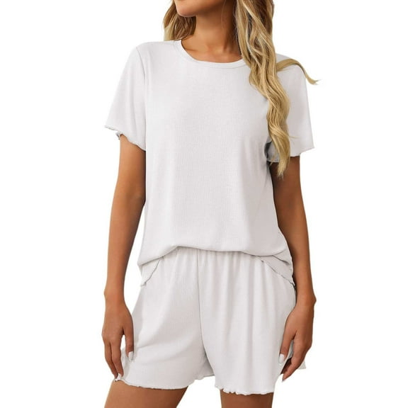 Sets For Women Casual Solid Color Pajamas Set For Women Knit Set 2 Piece Outfits