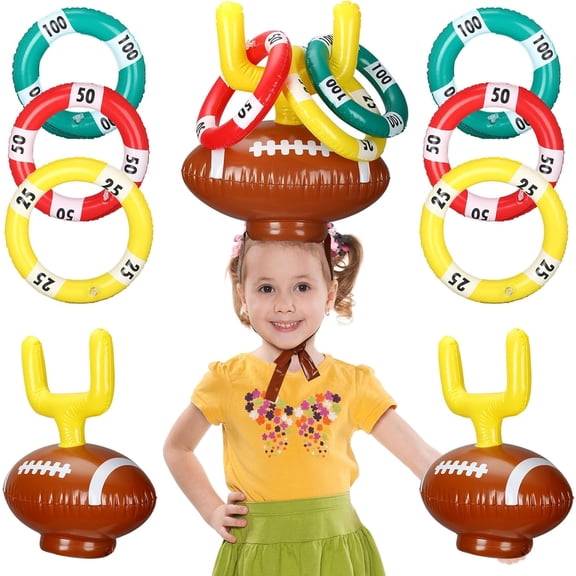 Sets Inflatable Post Ring Toss Football Goal Toss Goal Post Ring GamePost Ring Toss Game for Family Football Party Games