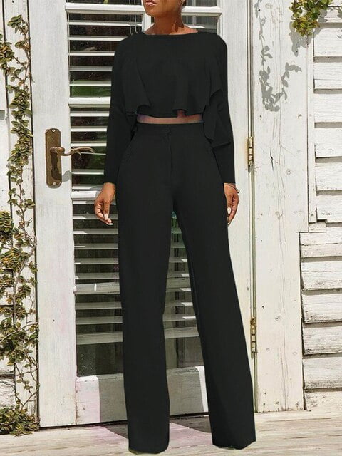 Ruffle hem crop pants deals