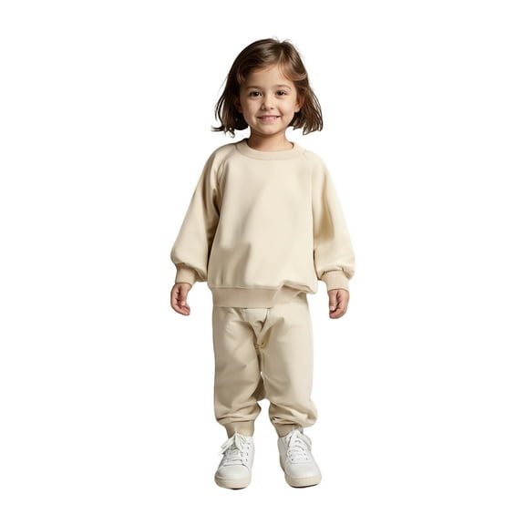 Sets for Girls Long Sleeve Crewneck Beige Casual Pullover Sweatshirt and Sweatpants 2 Pcs Fall Clothes Boy Clothes 3-6 Months Boys Girls Fashion
