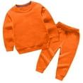 thumbnail image 1 of Sets for Kids Cotton Crewneck Solid Color Comfy Sweatshirt and Pant Loose 2 Piece Sports Sets for Boys Girls,11 Years, 1 of 3