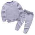 thumbnail image 1 of Sets for Kids Cotton Crewneck Solid Color Comfy Sweatshirt and Pant Loose 2 Piece Sports Sets for Boys Girls,9 Years, 1 of 3
