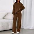 thumbnail image 1 of Sets for Women 2 Piece Lounge Sets Long Sleeve Sweatshirt and Pants Cozy Loungewear with Pockets Brown S, 1 of 5
