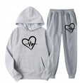 thumbnail image 1 of Sets for Women Clothing Two Piece Long Sleeve Hoodies Tops Pants Jogger Sweatsuit Casual Heart Graphic Hooded Oversized Sweatshirt (Gray 2XL), 1 of 2