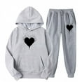 thumbnail image 1 of Sets for Women Clothing Two Piece Long Sleeve Hoodies Tops Pants Jogger Sweatsuit Casual Heart Graphic Hooded Oversized Sweatshirt (Gray L), 1 of 2