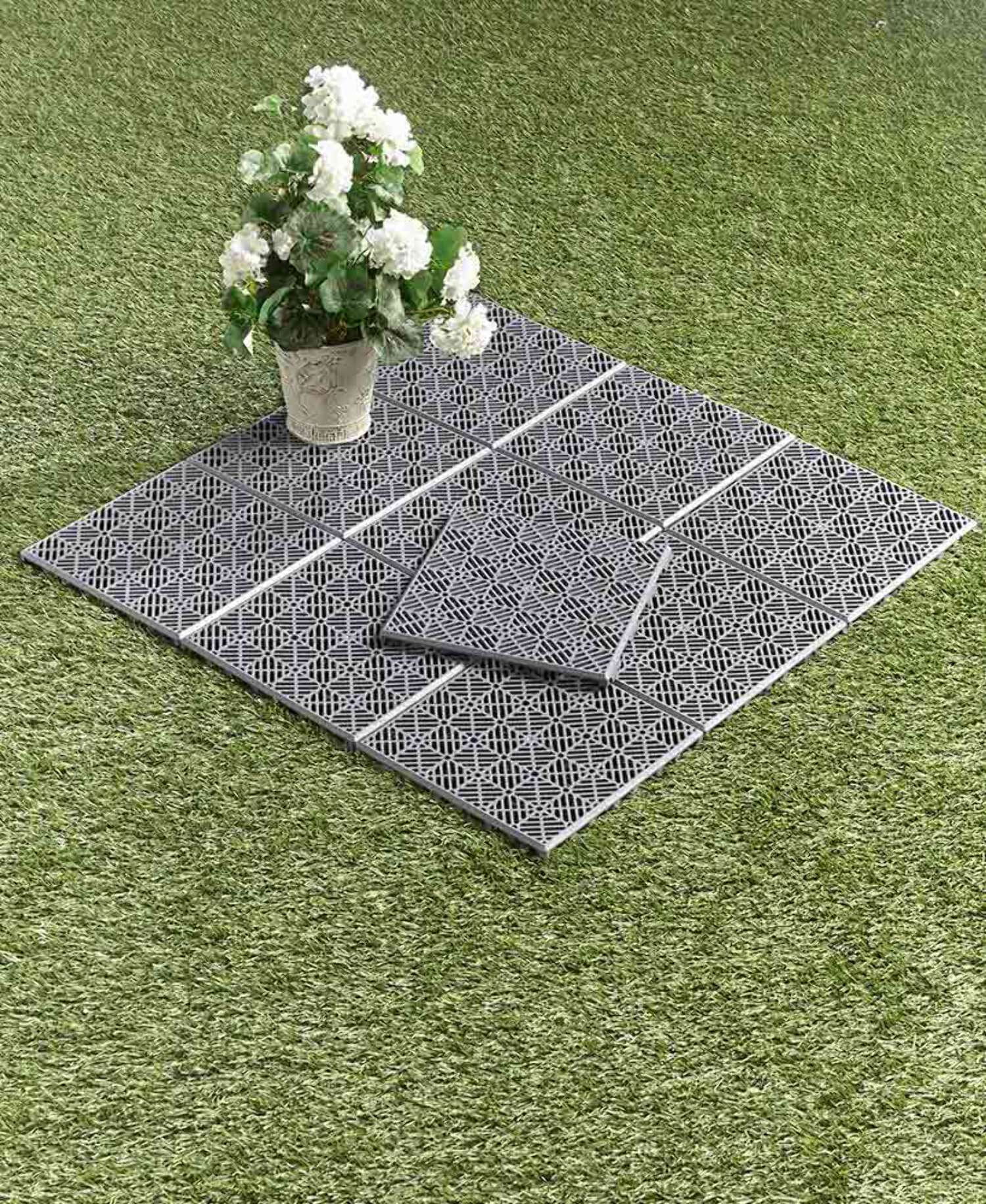 Sets of 10 Interlocking Patio or Walkway Tiles (Gray)