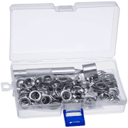 Sets of 100 Grommet Tool Kit, Silver Grommet Eyelet Kit with Punch Tool, Copper Metal Eyelets for Tarps, Canvas, Leather, Fabric, Box Packaged