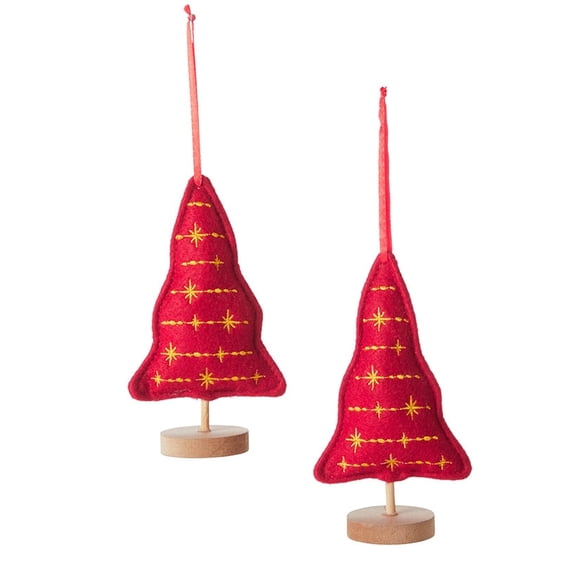 Embellished Plush Tree Ornaments Set of 2