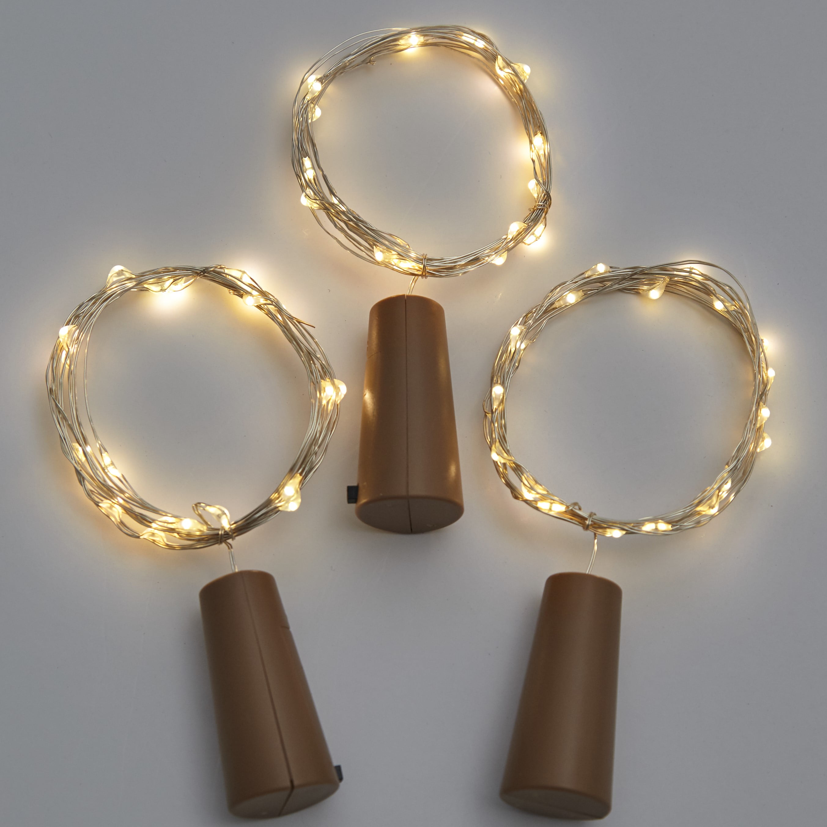 Sets of 3 Wine Bottle Stopper String Lights White