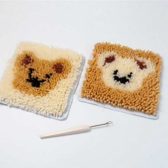 Sets of DIY Crochet Embroidery Kits Home Decor Crafts Hooking Kits for Beginners 14cm X 14cm Coaster Latch Hook Kits for Kids Adults A