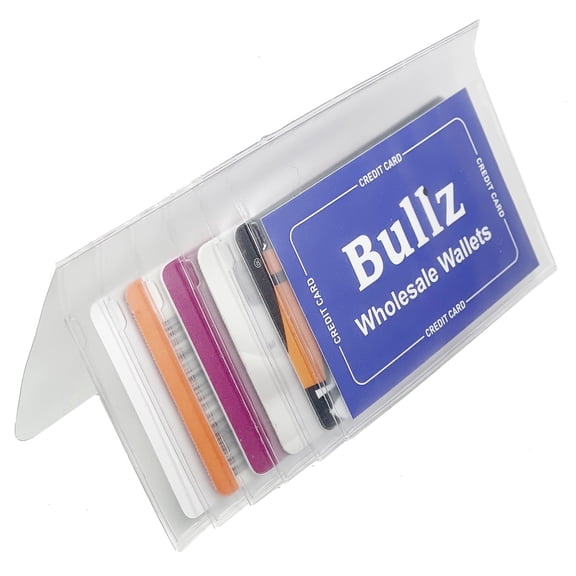 Bullz Sets of Heavy Duty Vinyl Clear Plastic 6 Pages Secretary long Wallet Inserts MADE IN USA