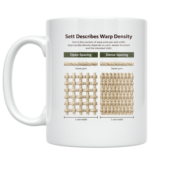 Sett Describes Warp Density Illustration - Weaving Enthusiast - 11 oz Ceramic Coffee Mug