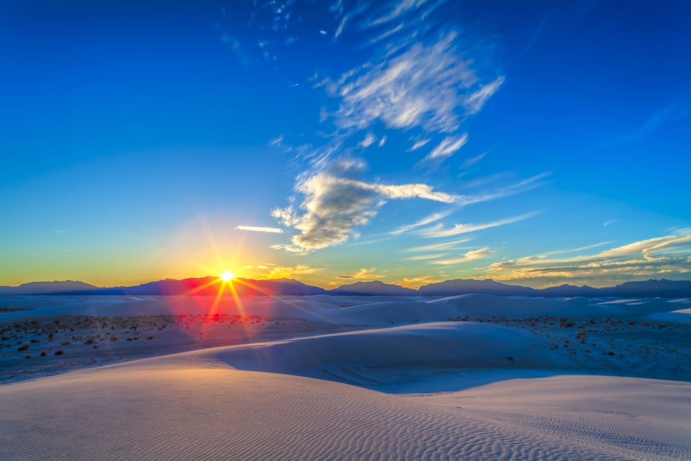 Setting Sun at White Sands National Monument New Mexico Canvas Art - Alan DyerStocktrek Images (17 x 12)