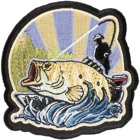 Setting The Hook Bass Fisherman Patch, Fishing Patches
