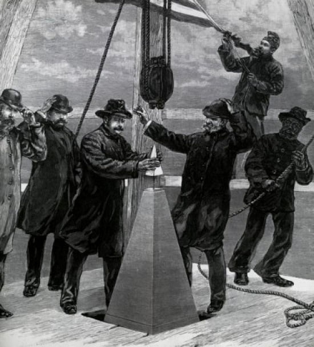 Setting aluminum capstone on the Washington Monument December 6 1884 Artist Unknown Canvas Art -  (18 x 24)
