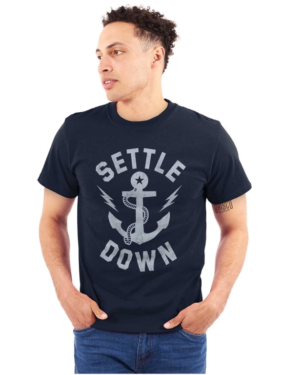 Settle Down Anchor Cute Nautical Vibe Plus Size Crewneck Graphic Tee Shirt Brisco Brands 3X
