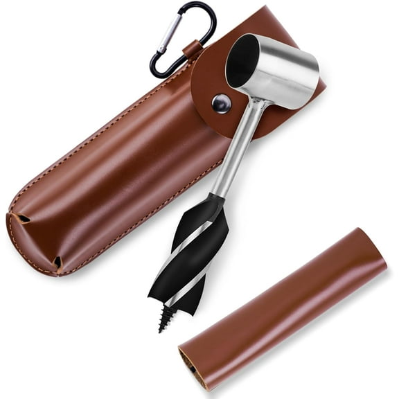 Settlers Tool Survival Hand Auger Wood Drill, Scotch Eye Auger Drill Bushcraft Settlers Auger Tool for Camping, Outdoor, with Protective Box & Hook