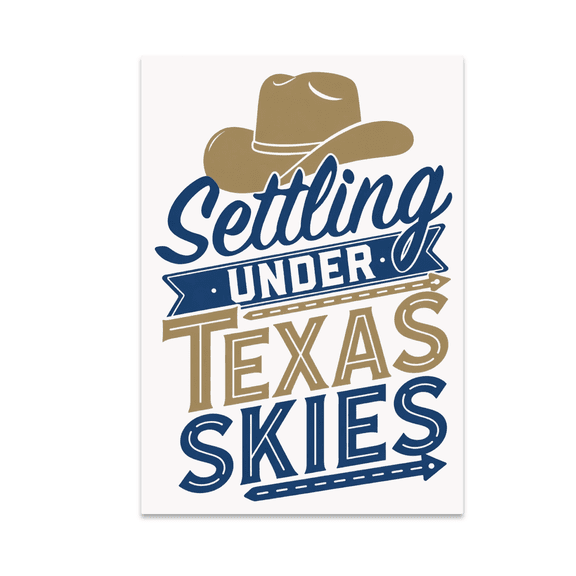 Settling Under Texas Skies Poster Art - Texas Road Trip Enthusiast - 13x19 Poster Print